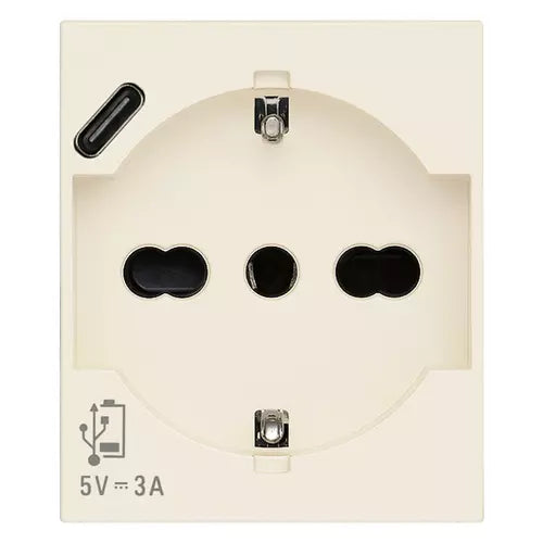 Presa 2P+T 16A universale + USB C bianco 2 moduli Vimar Linea bianco-nero-canapa 30210.USBB/G/C Presa 2P+T 16A universale + USB C bianco 2 moduli Vimar Linea bianco-nero-canapa 30210.USBB/G/C